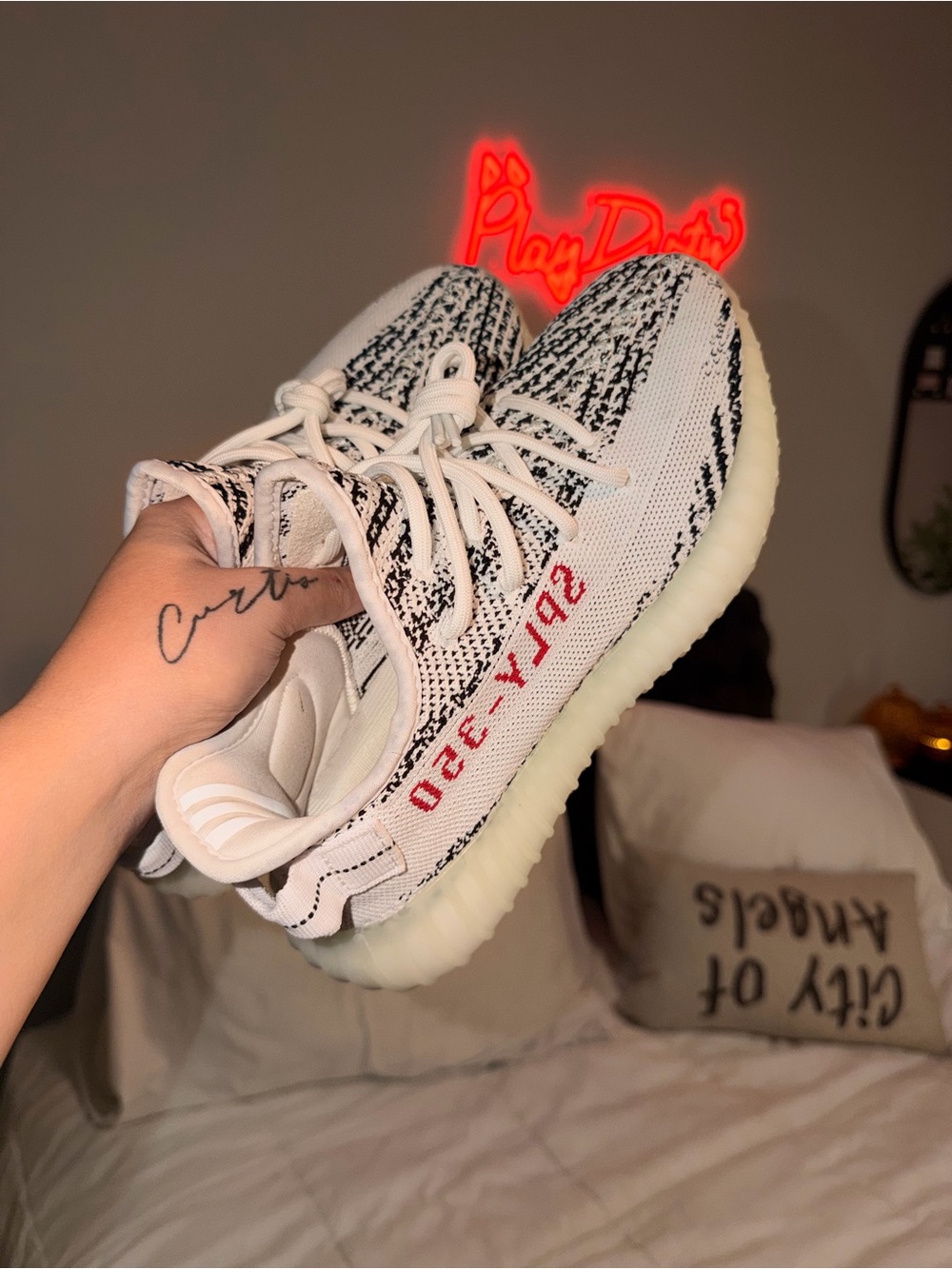 Yeezy Boost 350 V2 White/Black with Red Stripe